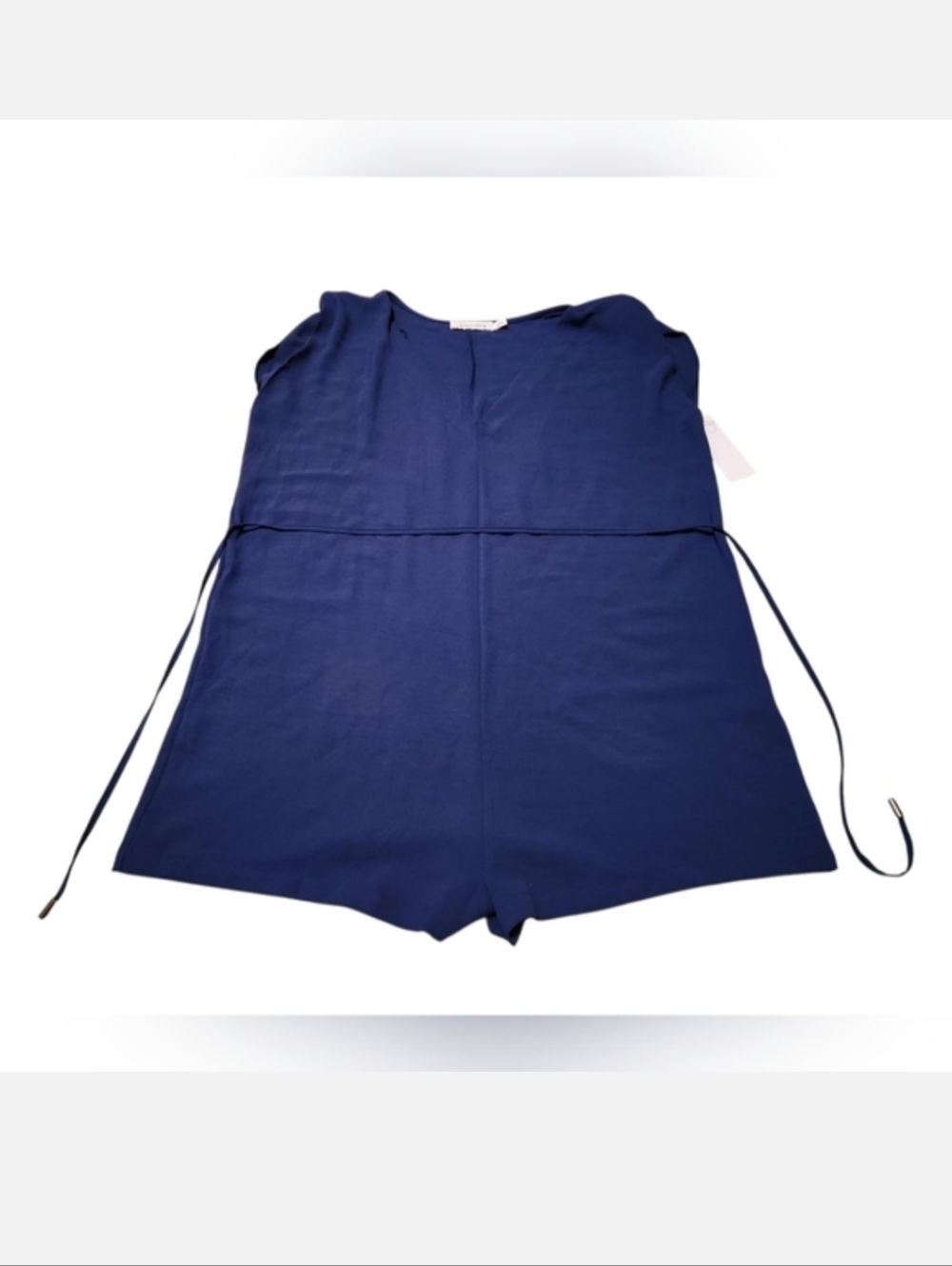 Women’s Large Bishop + Young V-Neck Sleeveless Tie Blue Romper